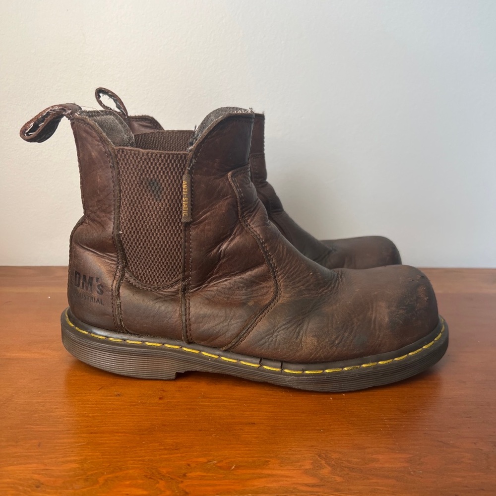 Doc Dr. Martens Size Men’s 8 • Chelsea Steel Toe Industrial Work Boots Brown.